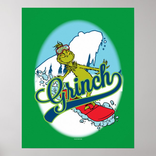 Grinch Snowboarding Poster (Front)
