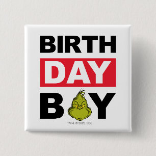 Grinch Snowflake Birthday Boy Button