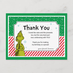 Grinch Snowflake Birthday Thank You Holiday Postcard