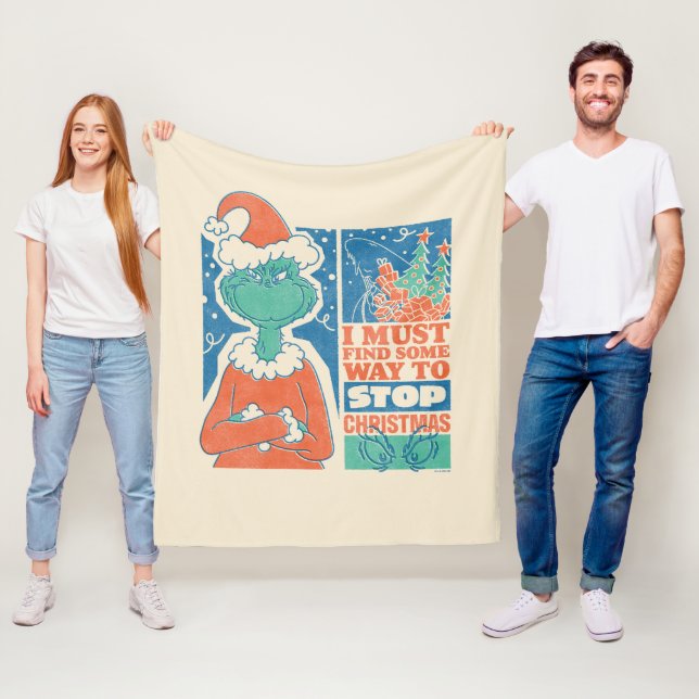 Grinch | Stop Christmas Vintage Graphic Fleece Blanket (In Situ)
