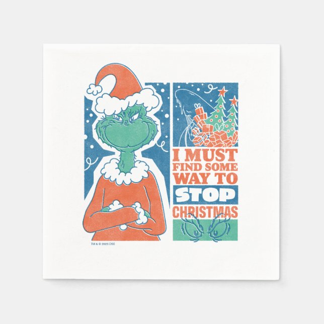 Grinch | Stop Christmas Vintage Graphic Napkins (Front)