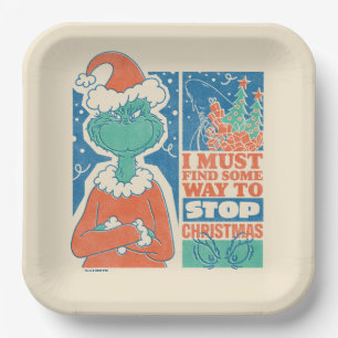 Grinch   Stop Christmas Vintage Graphic Paper Plates
