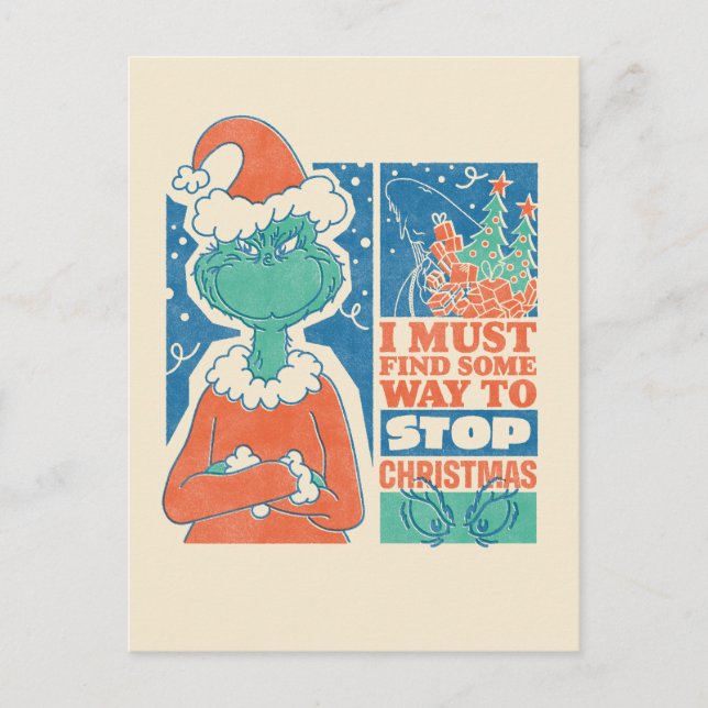 Grinch | Stop Christmas Vintage Graphic Postcard (Front)