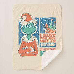 Grinch Stop Christmas Vintage Graphic Sherpa Blanket