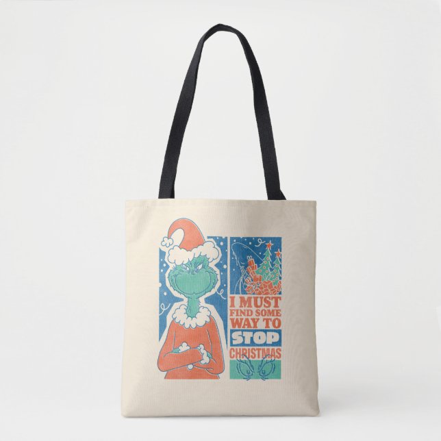 Grinch | Stop Christmas Vintage Graphic Tote Bag (Front)