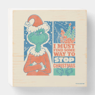 Grinch   Stop Christmas Vintage Graphic Wooden Box Sign