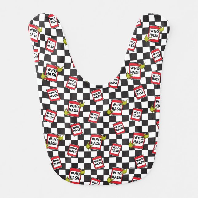 Grinch | Who Hash Pattern Baby Bib (Front)