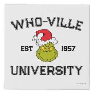 Grinch   Who-ville University Est 1957 Faux Canvas Print