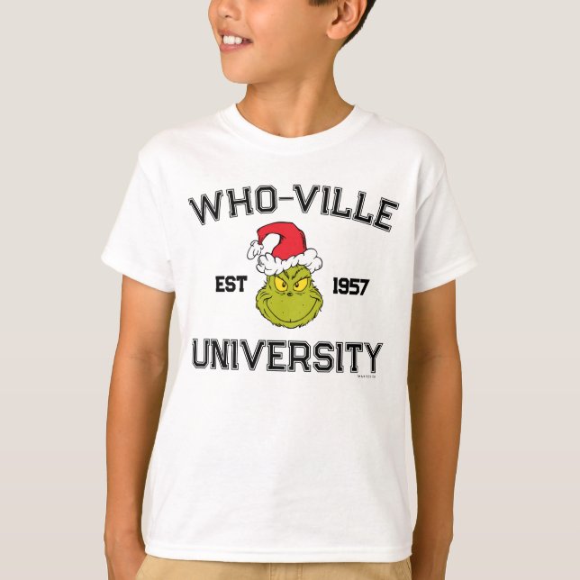Grinch | Who-ville University Est 1957 T-Shirt (Front)