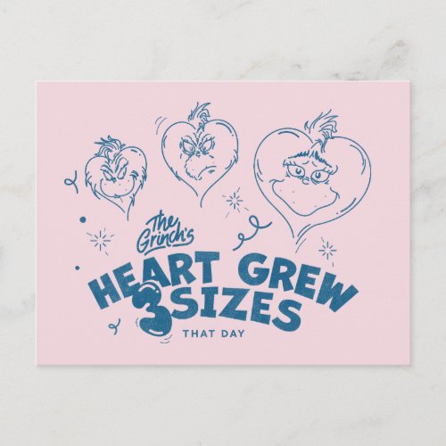 Grinchs Heart Grew 3 Sizes Postcard