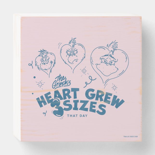 Grinch's Heart Grew 3 Sizes Wooden Box Sign (Front Horizontal)