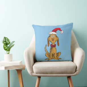 Grinch's Max   Santa Claus Hat Throw Pillow