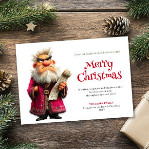 Grinchy Santa cartoon editable Christmas greeting  Holiday Card