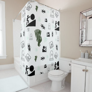Grind & Gain Shower Curtain Motivational Money Art