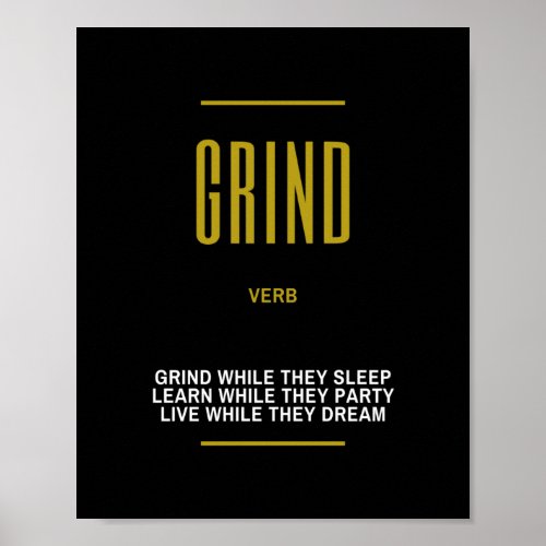 Grind Inspirational Quote On Success Poster