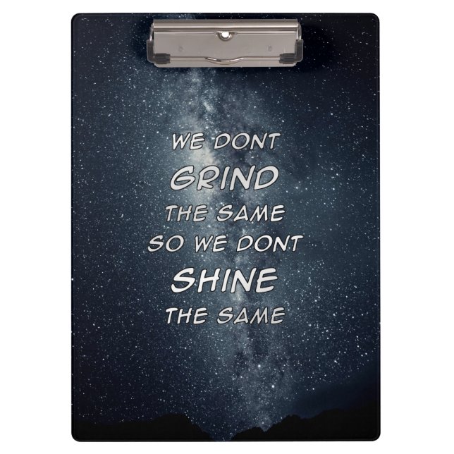 Grind & Shine Stars Motivational Inspiration Clipboard (Front)