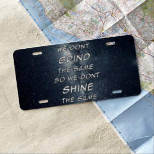 Grind & Shine Stars Motivational Inspiration License Plate