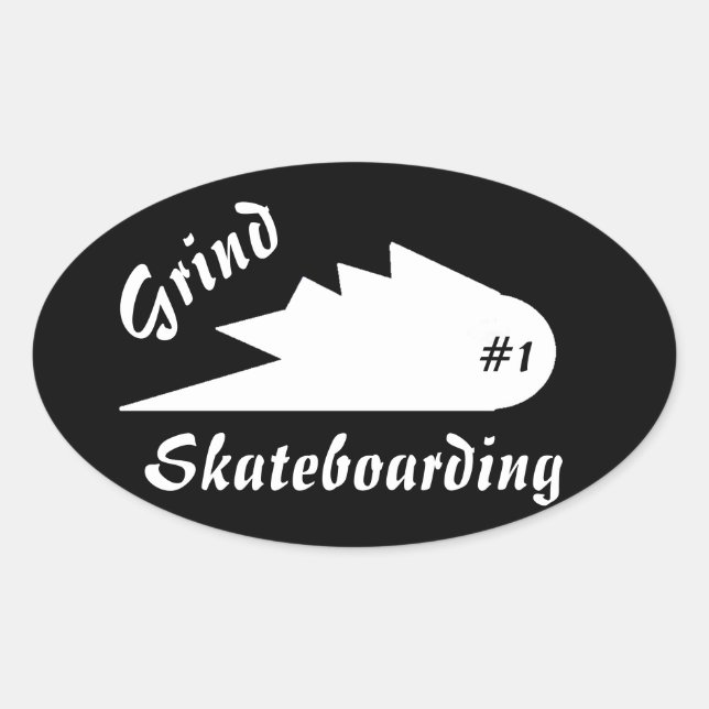 grind skateboard clothing sports logo oval sticker (Front)