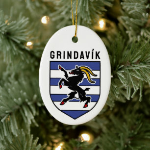 Grindavík Coat of Arms - Iceland Ceramic Ornament