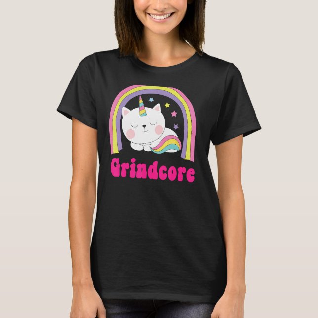 Grindcore Shirts Sarcastic Retro Unicorn Grindcore (Front)