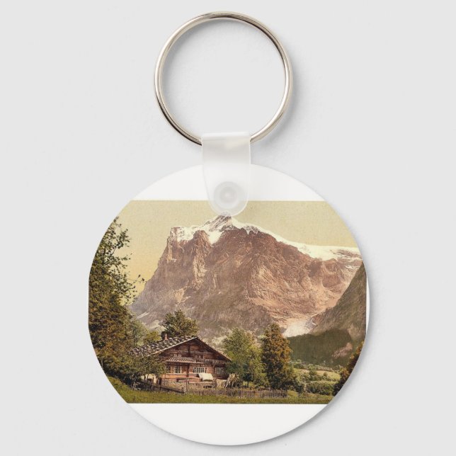 Grindelwald, chalet and Mount Wetterhorn, Bernese Keychain (Front)
