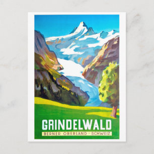 Grindelwald, mountain peak, Switzerland, vintage Postcard