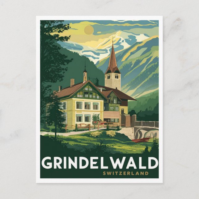 Grindelwald Switzerland Alps Vintage Postcard (Front)