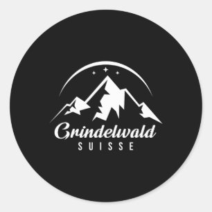 Grindelwald Switzerland Ski Resort Skiing Snowboar Classic Round Sticker