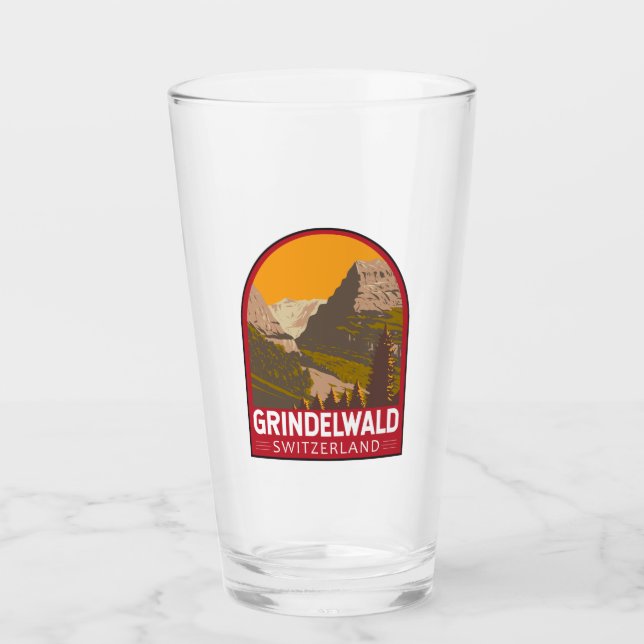 Grindelwald Switzerland Travel Art Vintage Glass (Front)