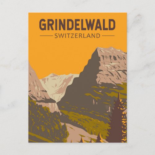 Grindelwald Switzerland Travel Art Vintage Postcard