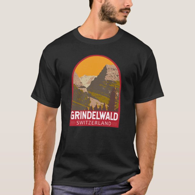 Grindelwald Switzerland Travel Art Vintage T-Shirt (Front)