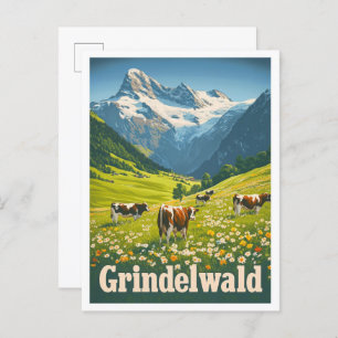 Grindelwald Switzerland Vintage Travel Postcard