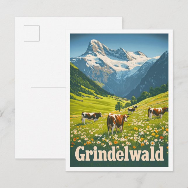 Grindelwald Switzerland Vintage Travel Postcard (Front/Back)
