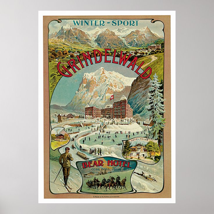 Grindelwald Switzerland Vintage Travel Poster Zazzle