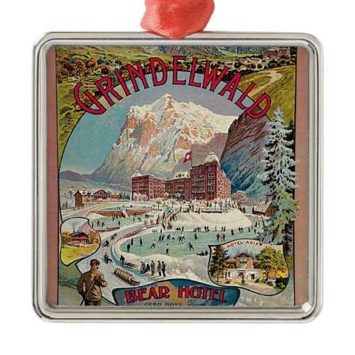 Grindelwald Winter-Sport Vintage Travel Poster Metal Ornament