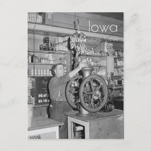 Grinding Coffee in a General Store Postcard