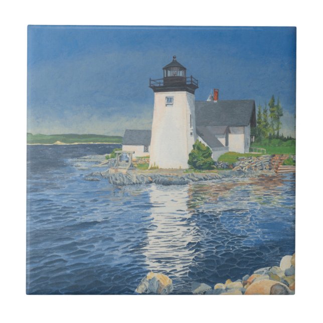 Grindle Point Lighthouse Ceramic Tile (Front)