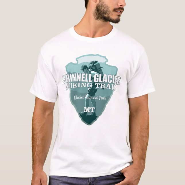 Grinnell Glacier Hiking Trail (arrowhead T) T-Shirt (Front)