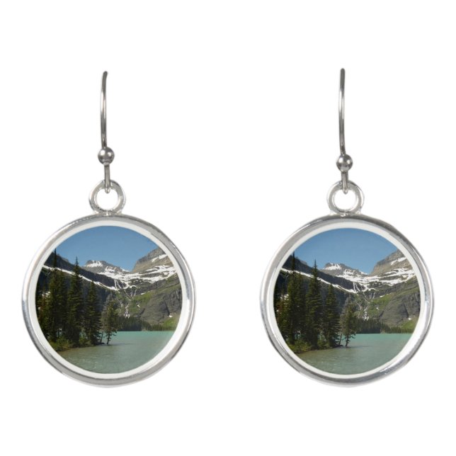 Grinnell Lake at Glacier National Park Earrings (Front)