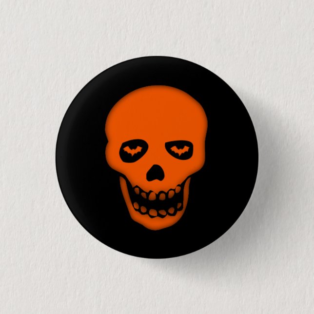 Grinning Bat Skull Goth Badge Button (Front)