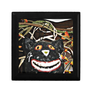 Grinning Black Cat Keepsake Box