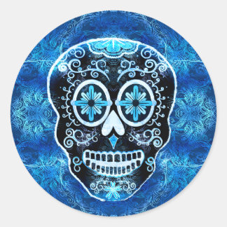 Grinning Blue Calavera Stickers