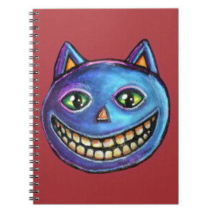 Grinning Blue Cat Vintage Halloweenies Notebook