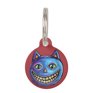 Grinning Blue Cat Vintage Halloweenies Pet ID Tag