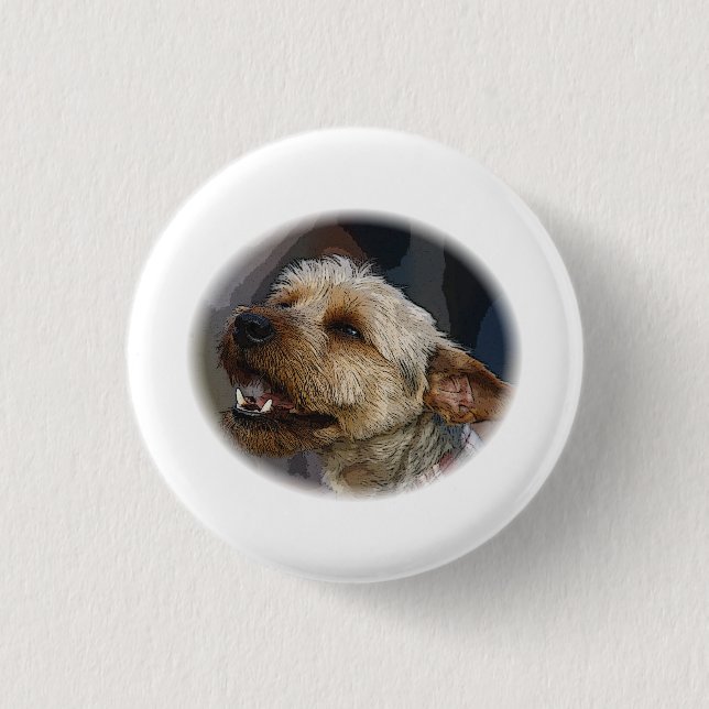 Grinning Border Terrier Cross Pinback Button (Front)