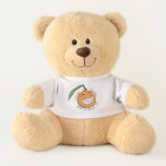Grinning Cartoon Orange Fruit with Fancy Text Teddy Bear