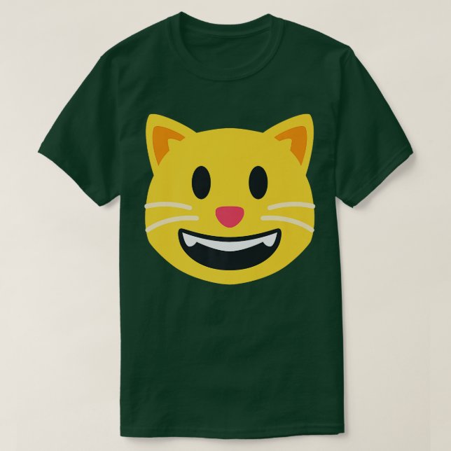 Grinning Cat Emoticon happy smiling Face Premium  T-Shirt (Design Front)
