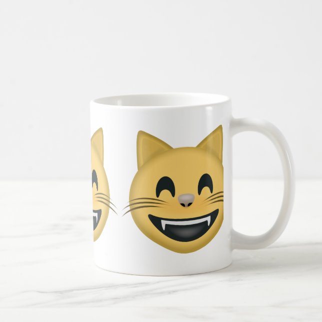 Grinning Cat Face With Smiling Eyes Emoji Coffee Mug (Right)