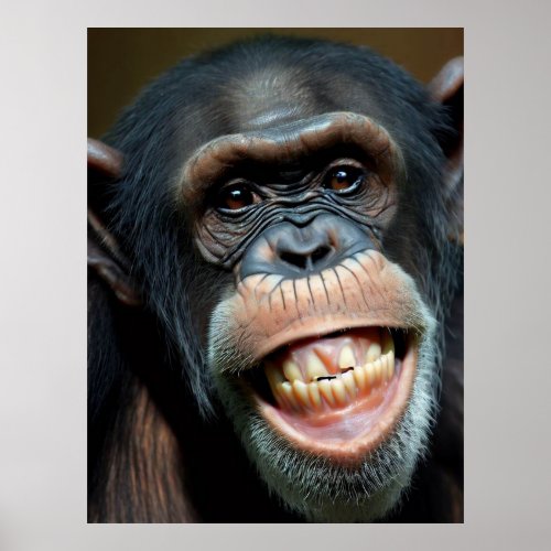 Grinning Chimpanzee Poster