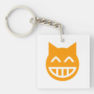 Grinning Emoji Cat Keychain